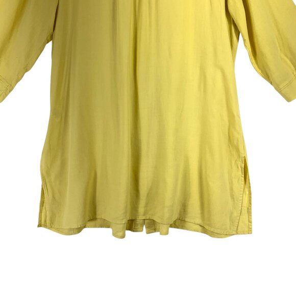 plus size tunic blouse top 3/4 sleeve button down linen blend SZ16 ADDITION ELLE - Picture 6 of 13
